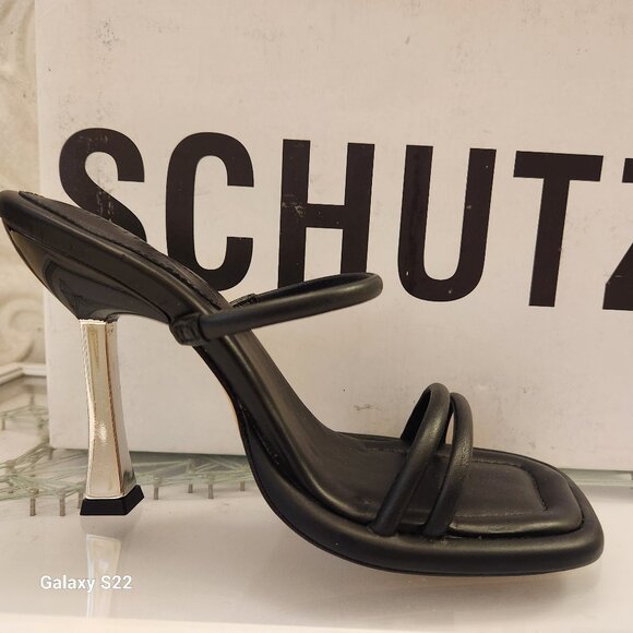 SCHUTZ Shoes - SCHUTZ Agatha Open Toe High Heel Sandals Women's - Black Leather. NIB. Size 7.
